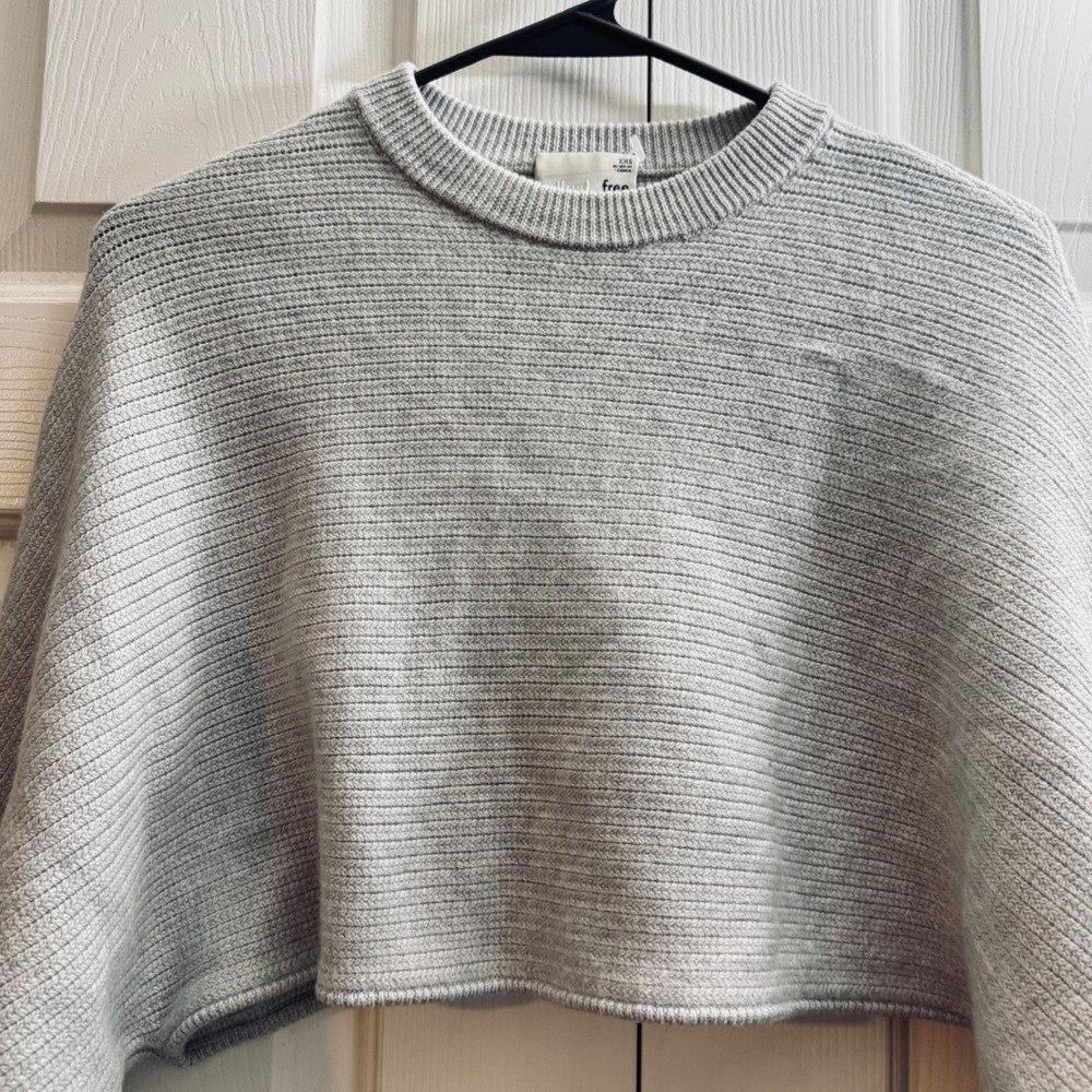 Wilfred Free Aritzia Gaze Sweater XXS Grey Ribbed Knit Cropped Dolman Sleeve - Picture 5 of 10